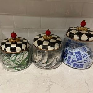 Mackenzie Childs Glass Wear Canisters Set of 3